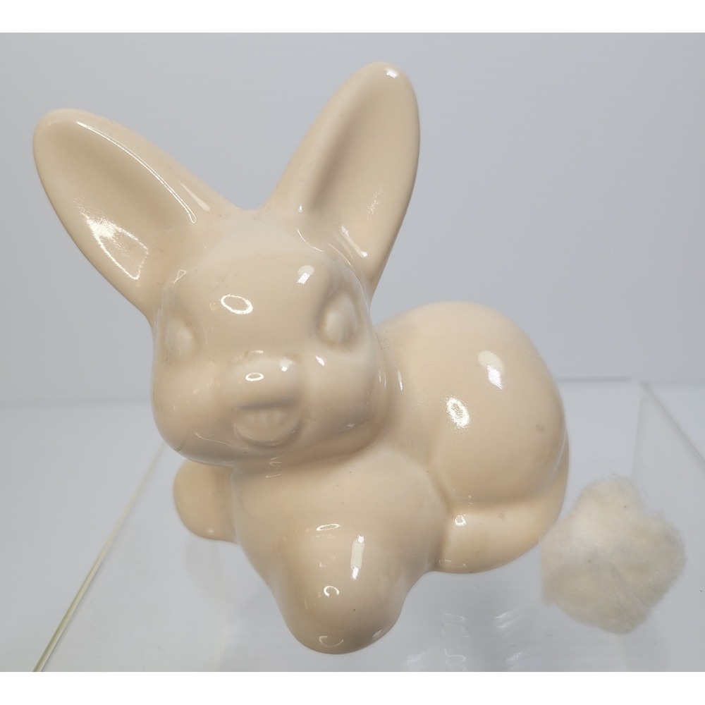 Vintage Ceramic Bunny Rabbit Cotton Ball Dispenser‎ Holder Bathroom Vanity